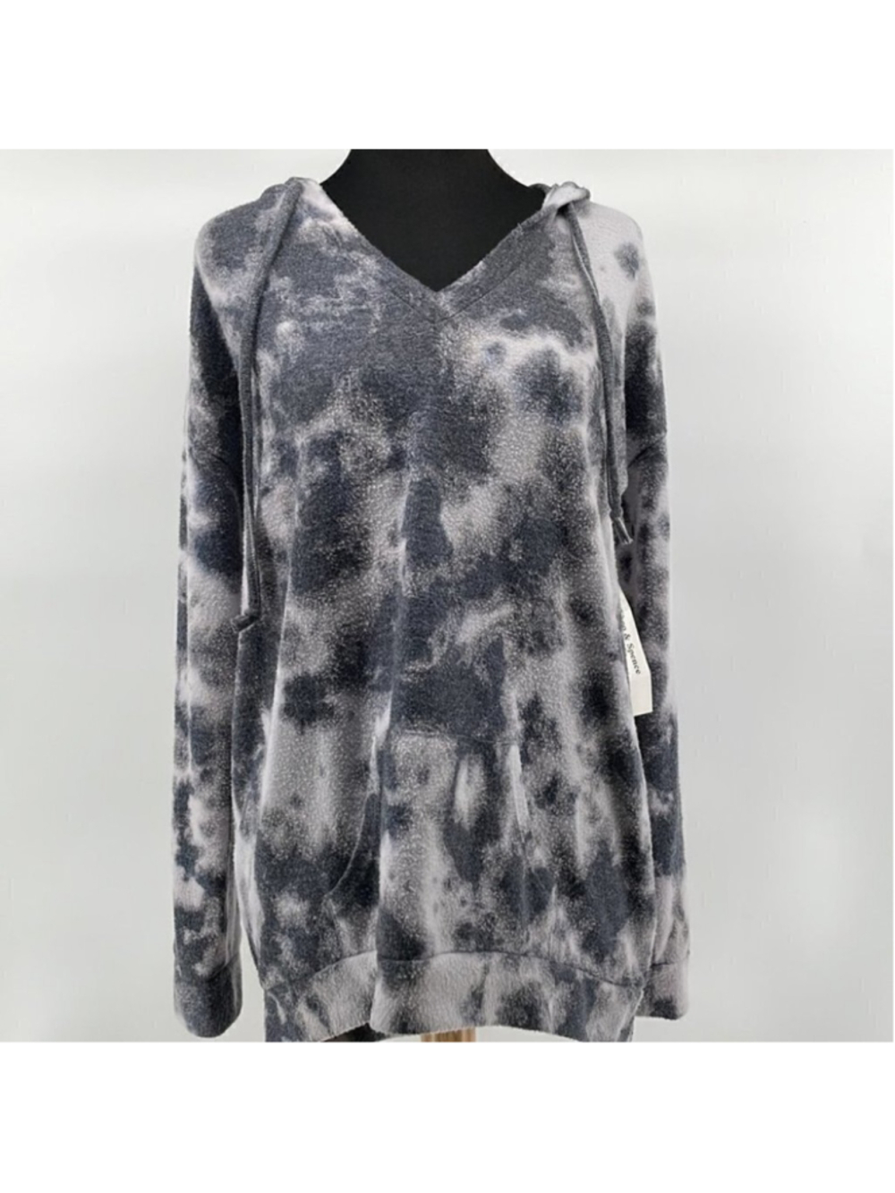 Theo & Spence hoodie tye dye v neck soft warm sz S NWT